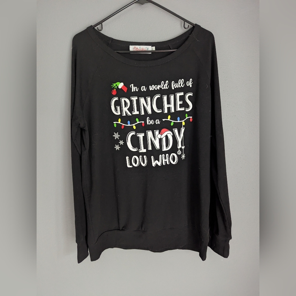 Alireverie Black crewneck lightweight sweatshirt size XL Christmas Top